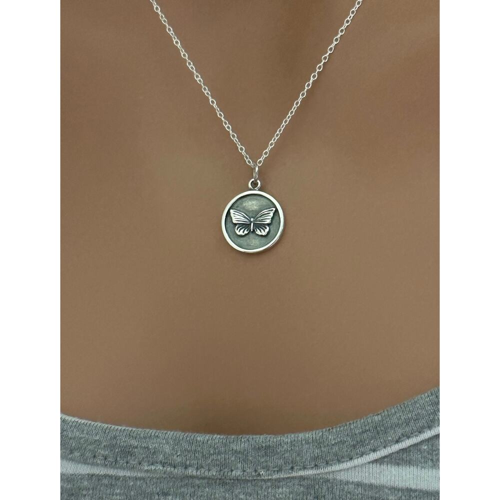 Sterling Silver Butterfly Charm in a Frame Necklace